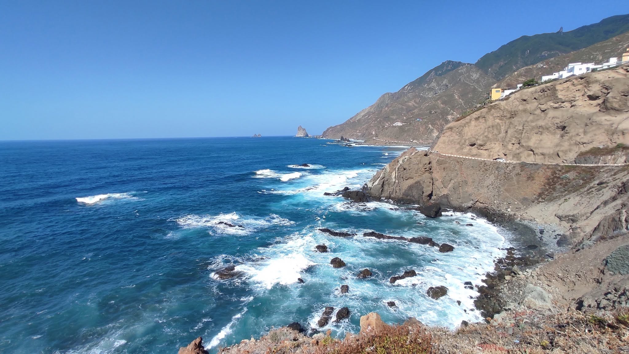 The ocean and rocky coastline of Anaga