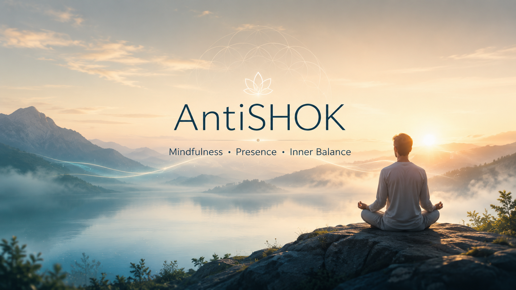 AntiSHOK course cover: a person meditating by a lake with mountains beyond