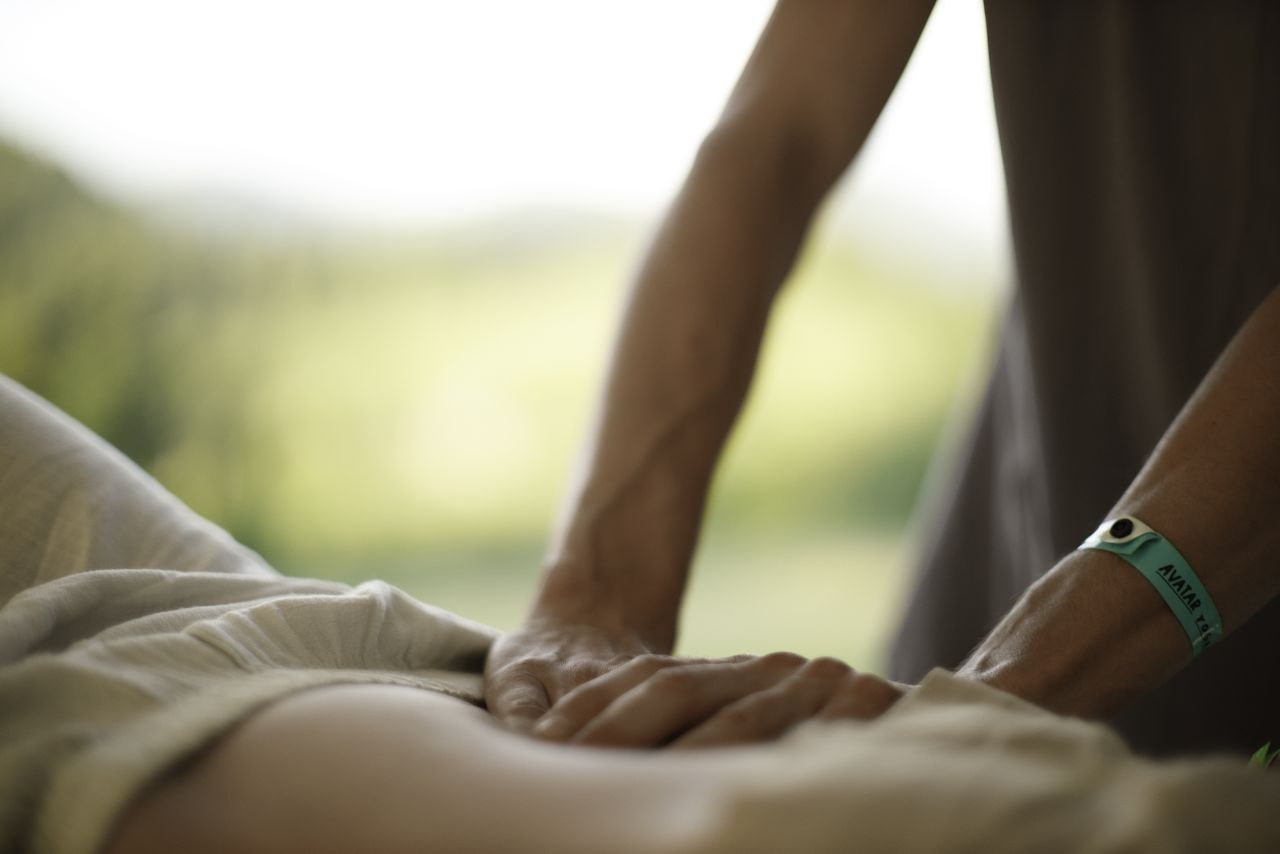 Close-up of gentle hands-on work during a massage