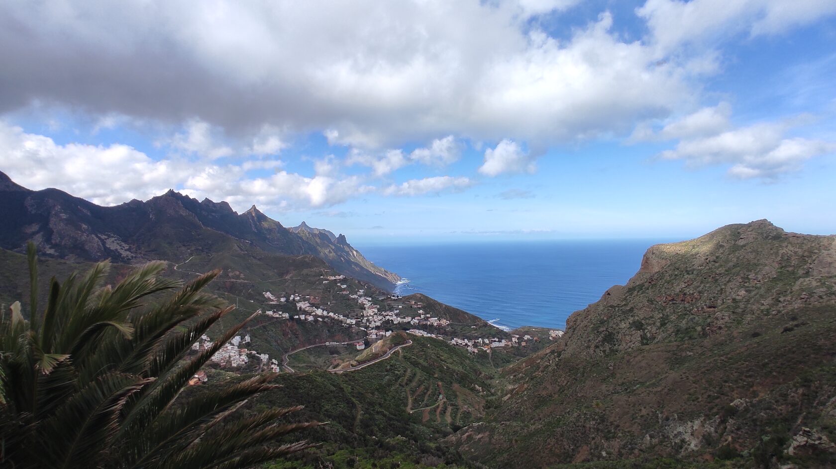 Mountain ridges and ocean in Anaga